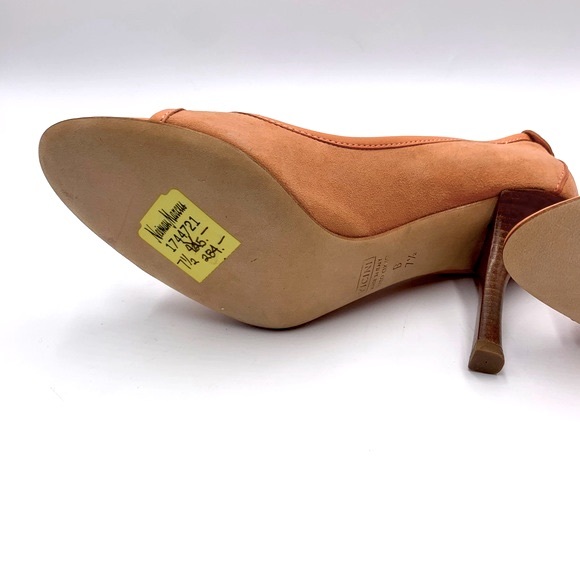 Auth NWT Giuseppe Zanotti TAK 90 Sandolo Peach Peep Toe Suede 4" Heels US 7.5B - Picture 15 of 16